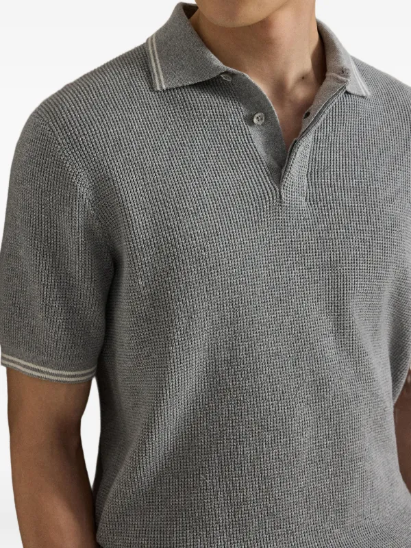 RLX Ralph Lauren waffle-knit Cotton Polo Shirt | Grey | FARFETCH