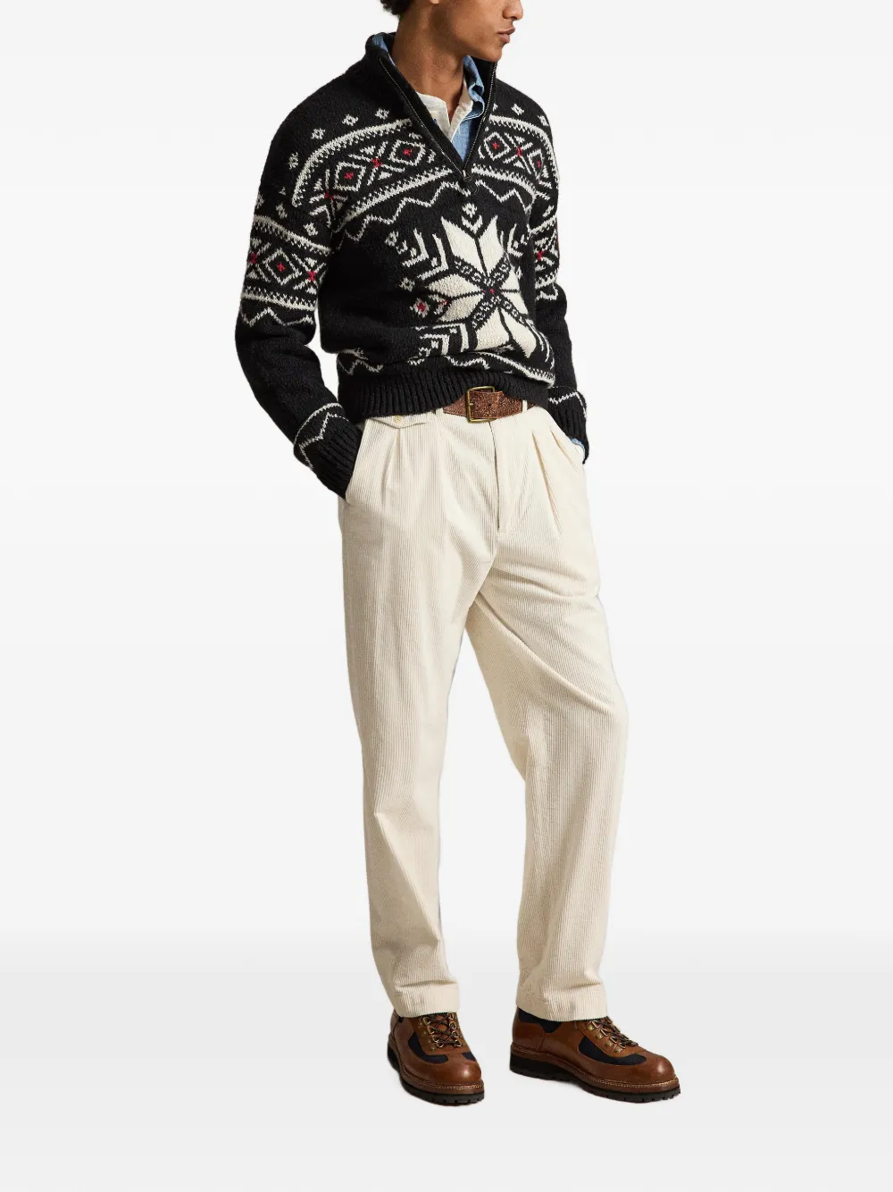 Polo Ralph Lauren Trui met halve rits en sneeuwvlok-intarsia Zwart