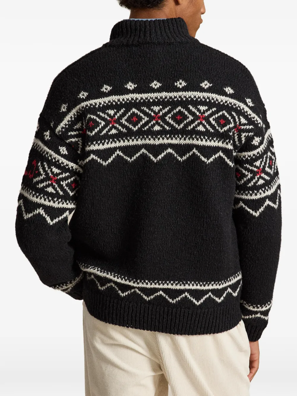 Polo Ralph Lauren Trui met halve rits en sneeuwvlok-intarsia Zwart