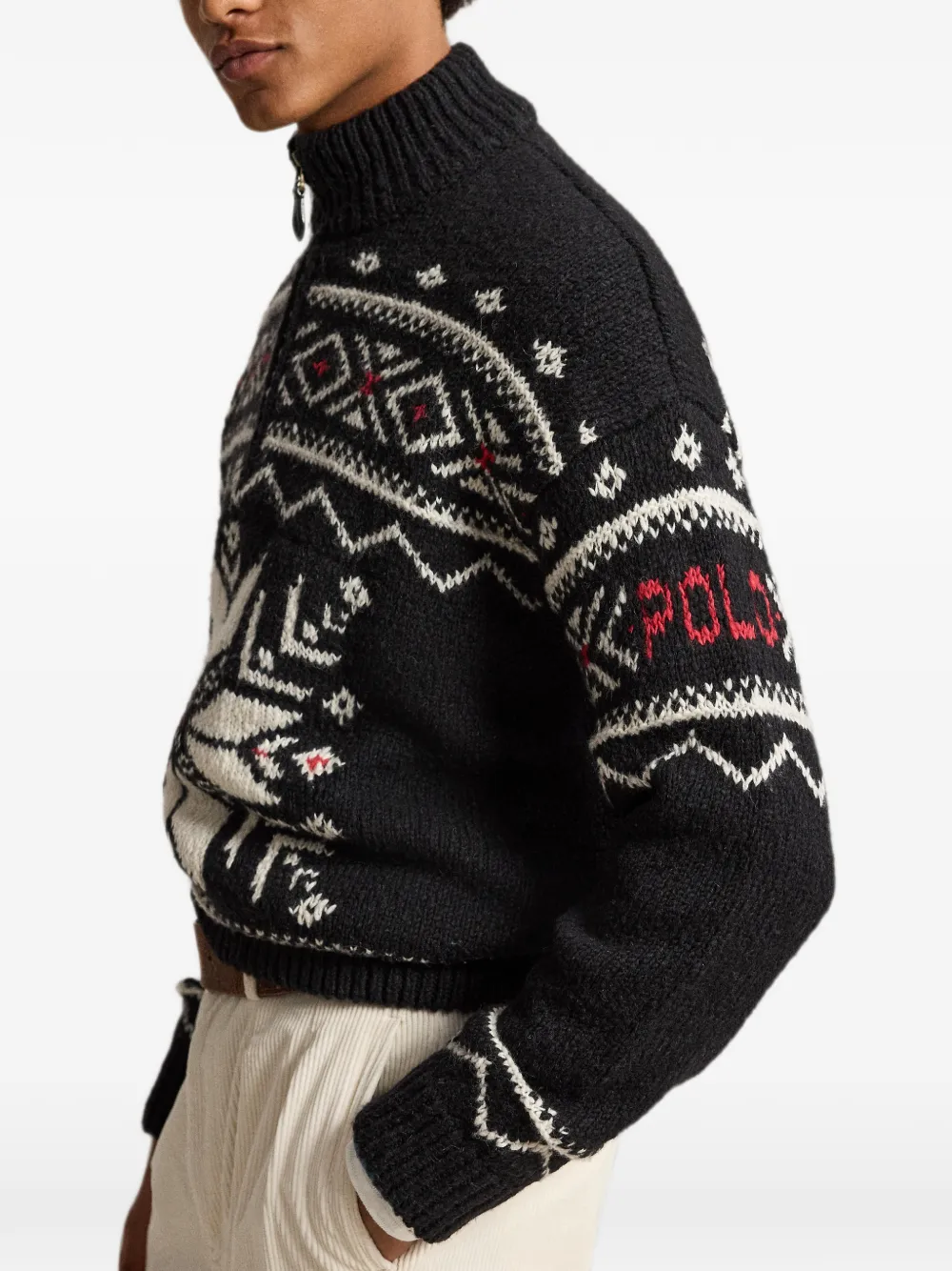 Polo Ralph Lauren Trui met halve rits en sneeuwvlok-intarsia Zwart