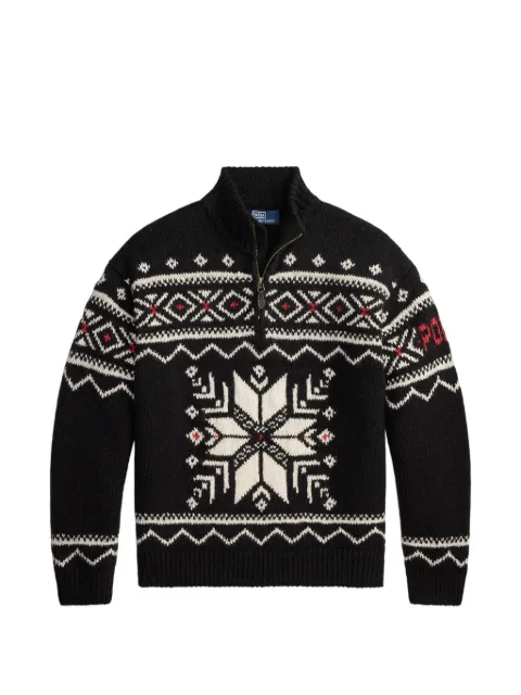 Polo Ralph Lauren snowflake-intarsia half-zip sweater