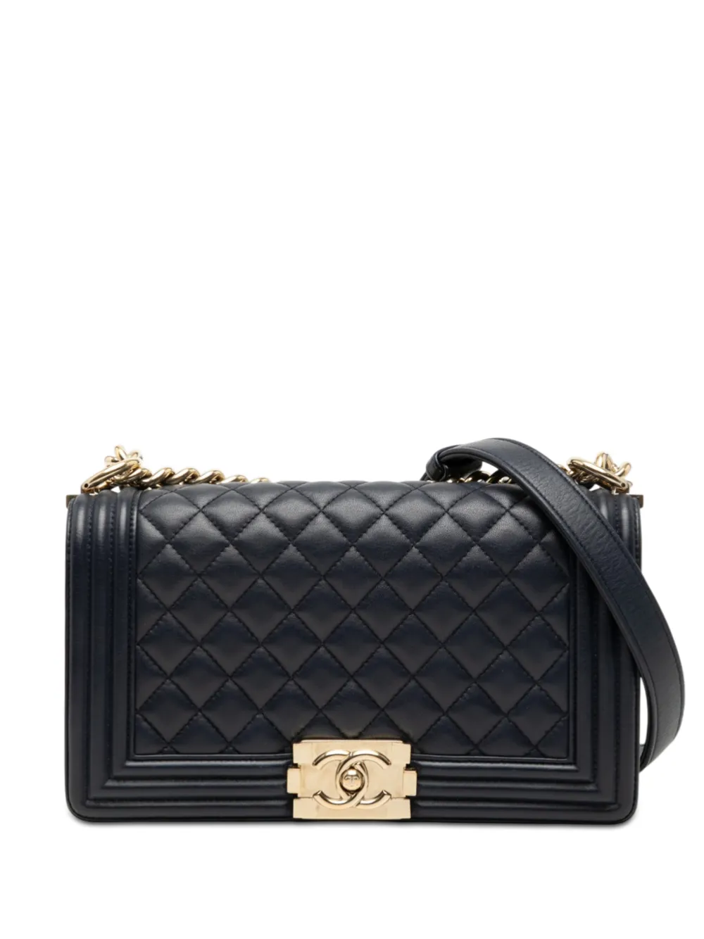 CHANEL Pre-Owned 2016-2017 Old Medium Quilted Lambskin Boy Flap crossbody bag - Nero