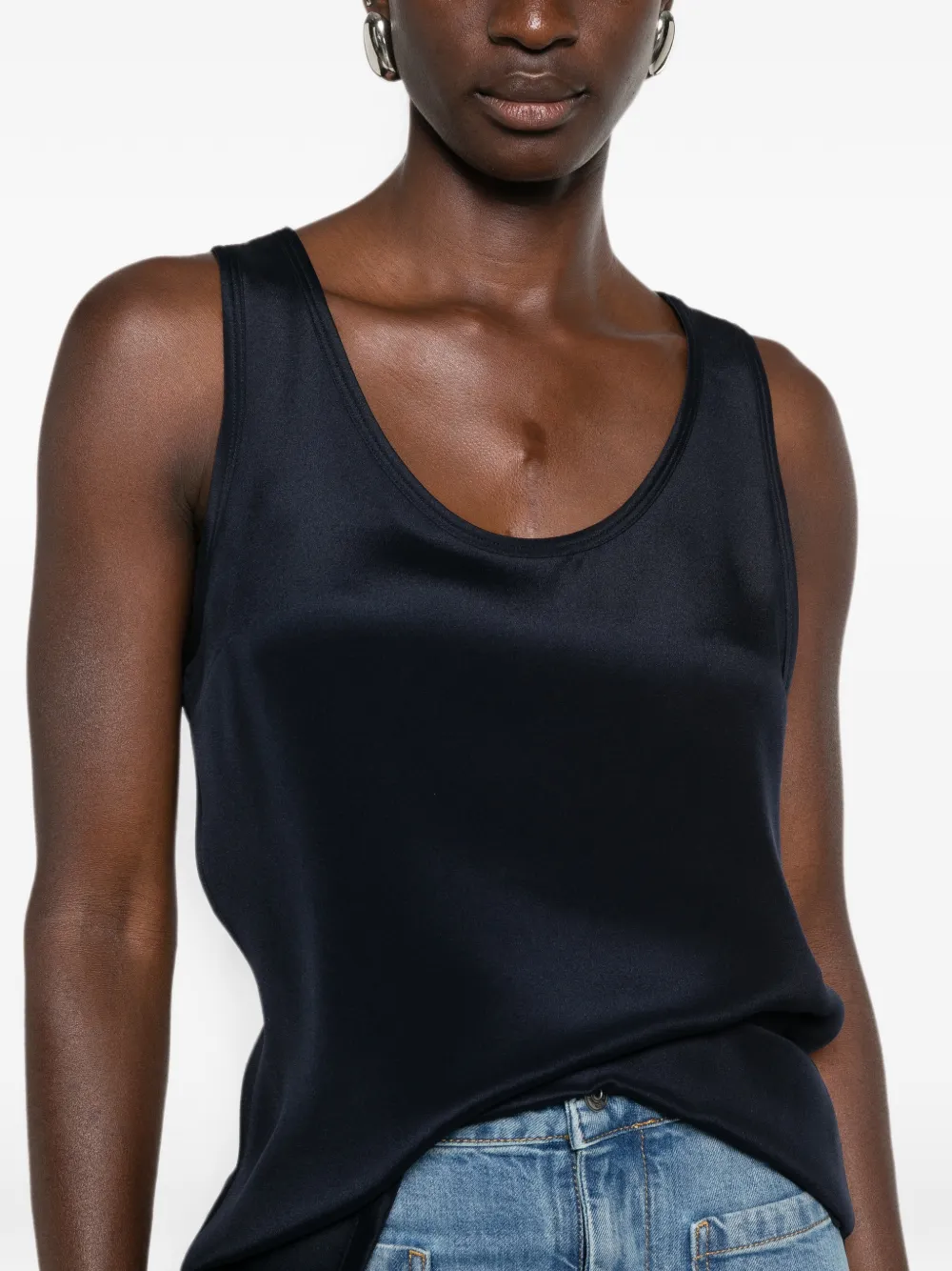 Max Mara Top met satijnen afwerking Blauw