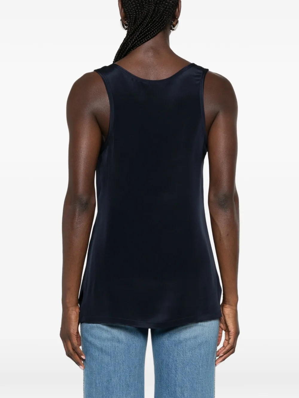 Max Mara Top met satijnen afwerking Blauw