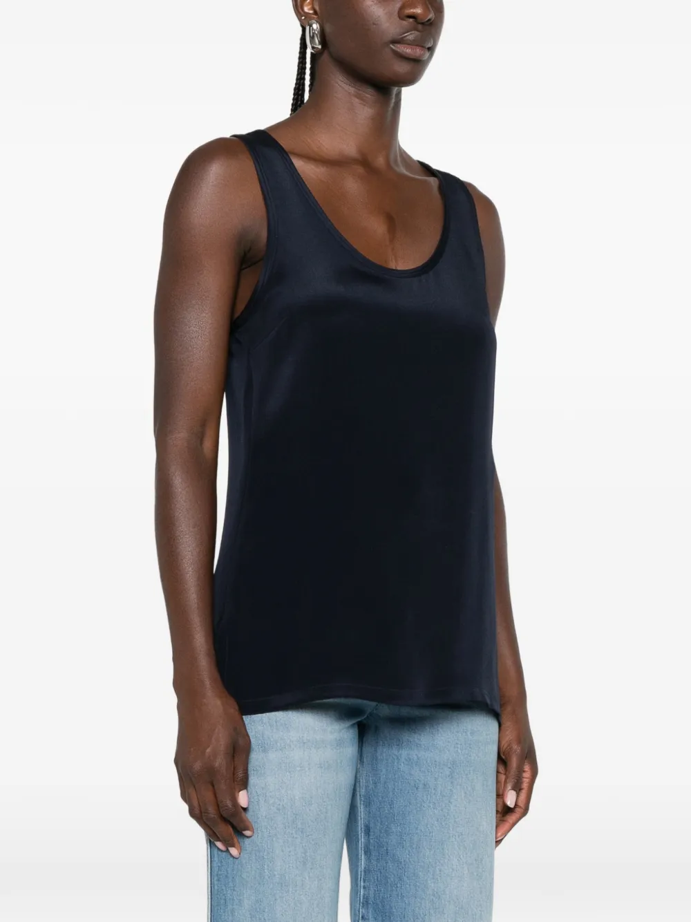 Max Mara Top met satijnen afwerking Blauw