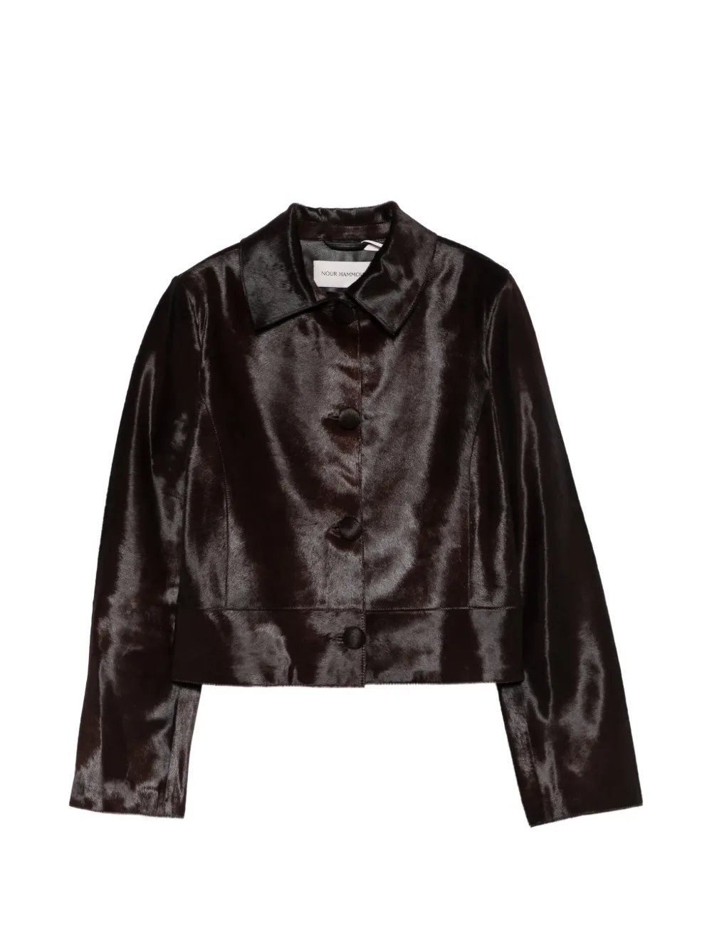 Nour Hammour Hadley lamb-hair jacket - Marrone