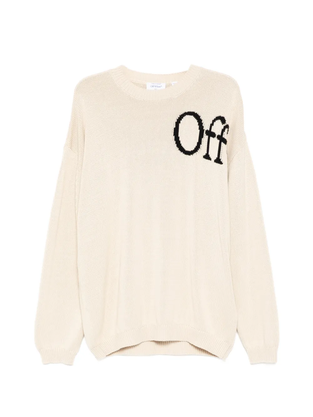 Off-White logo-print round neck jumper - Nude