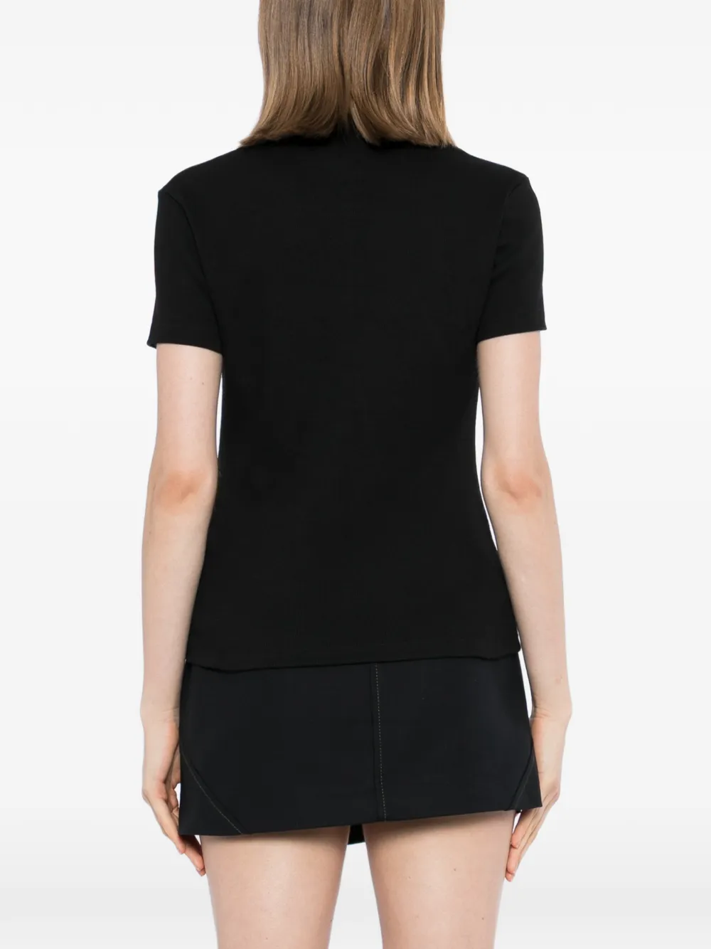Off-White Off Stamp geribbeld T-shirt Zwart