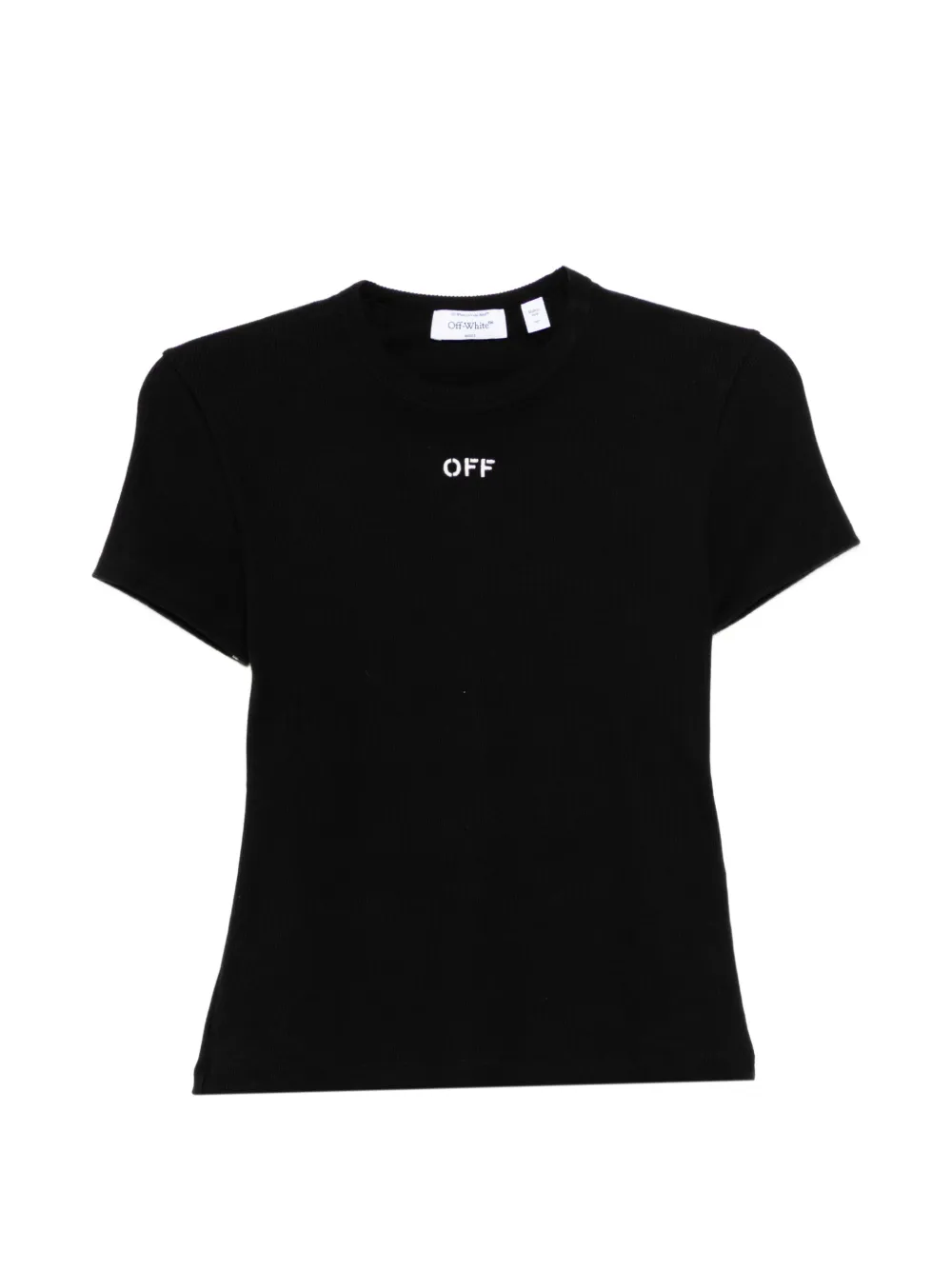 Off-White off stamp ribbed T-shirt - Schwarz
