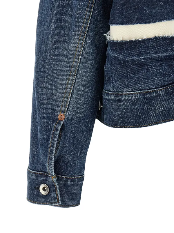 Sacai patchwork-design Denim Jacket | Blue | FARFETCH PT