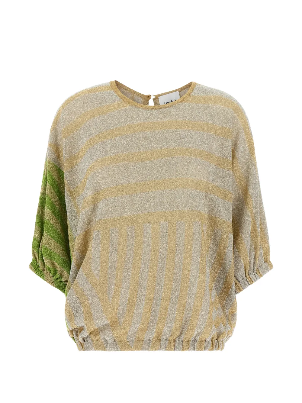 Nude striped short-sleeves sweater - Toni neutri
