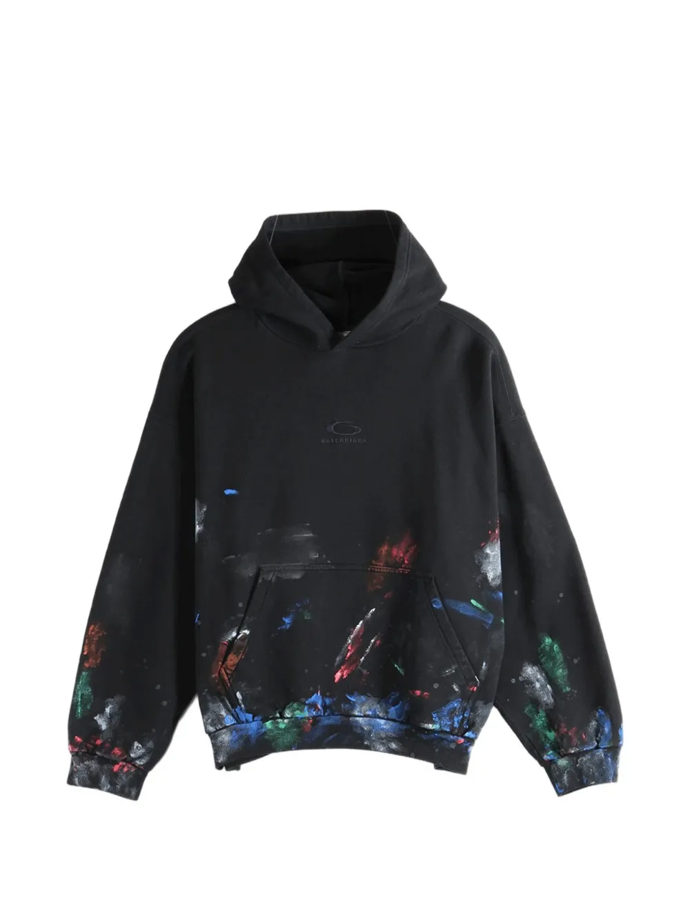 Balenciaga paint-splatter logo-embroidered hoodie - Nero
