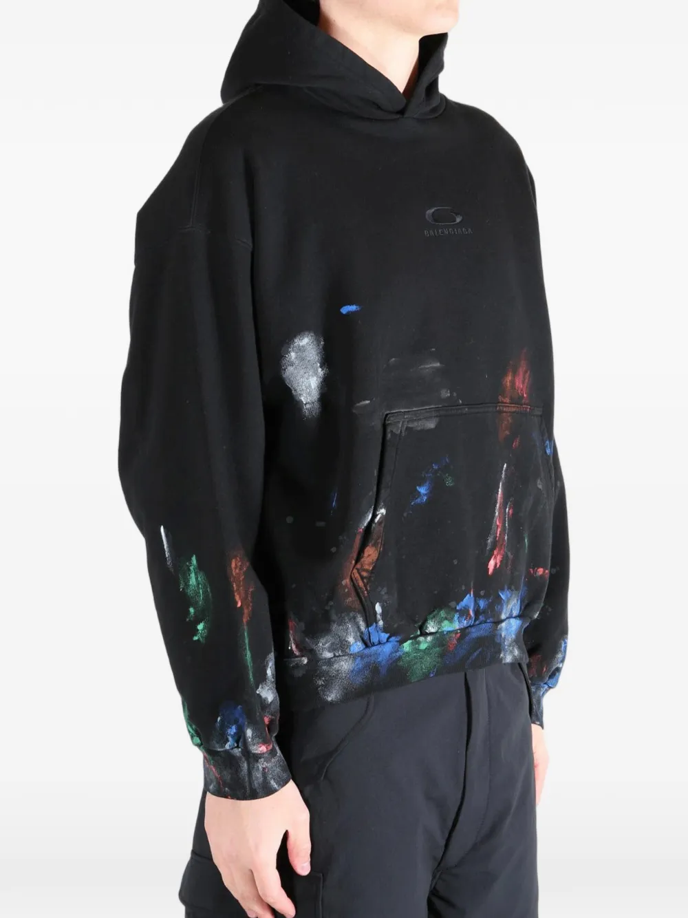 Balenciaga Hoodie met geborduurd logo en print Zwart