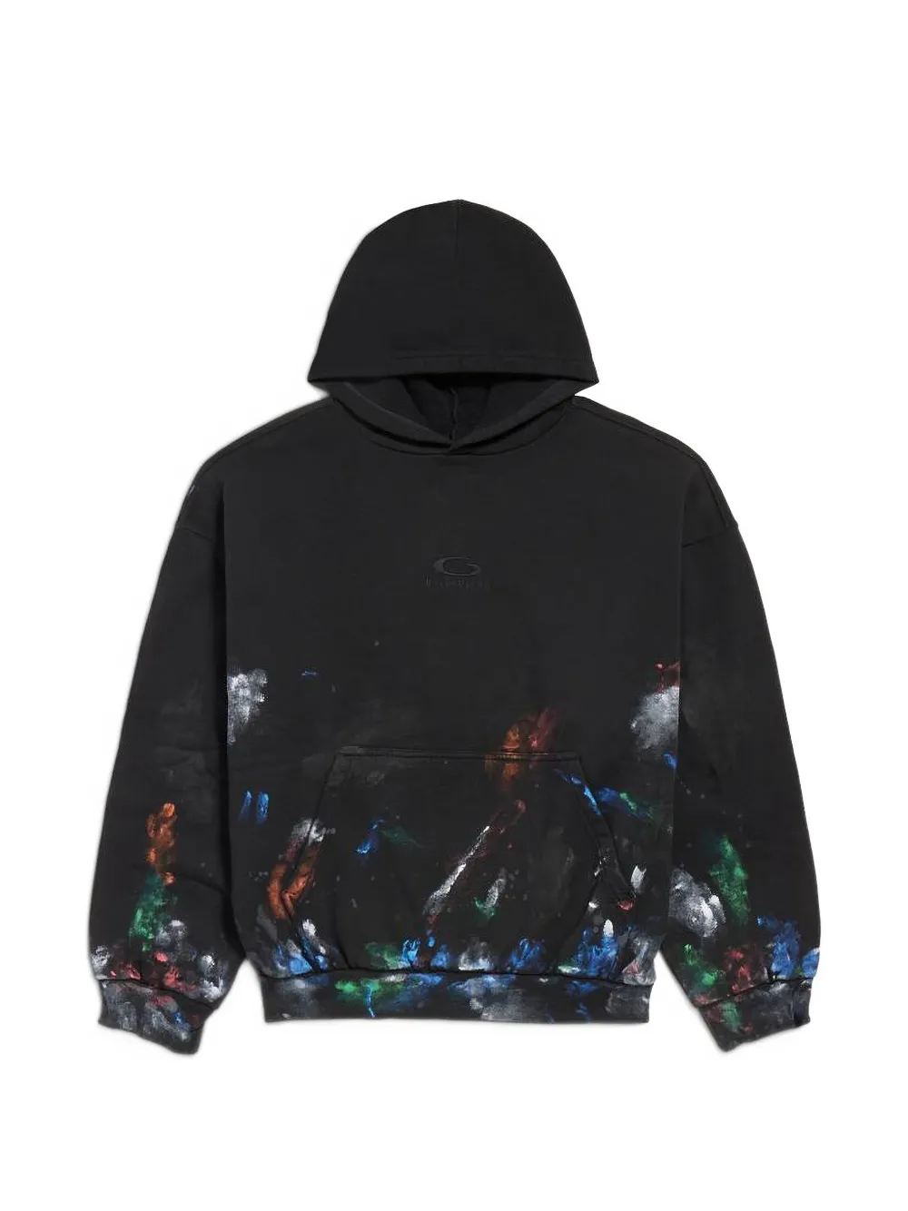 Balenciaga paint-splatter logo-embroidered hoodie - Nero