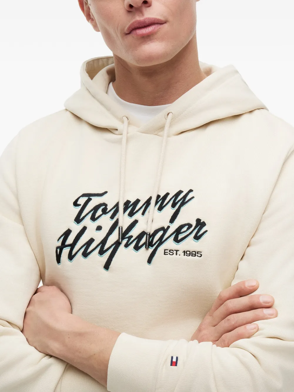 Tommy Hilfiger Hoodie met geborduurd logo Beige