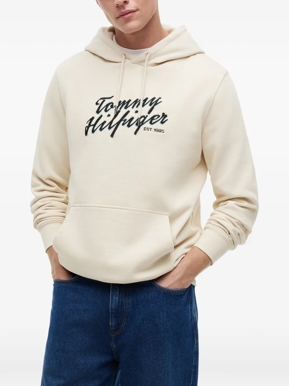 Tommy Hilfiger Hoodie met geborduurd logo Beige