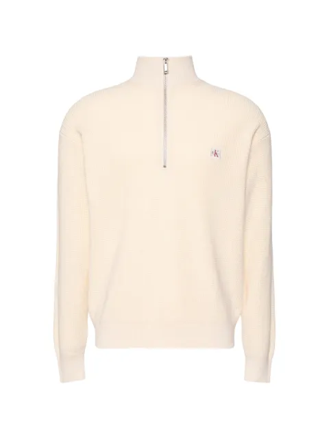 Calvin Klein logo-patch zip-neck sweater