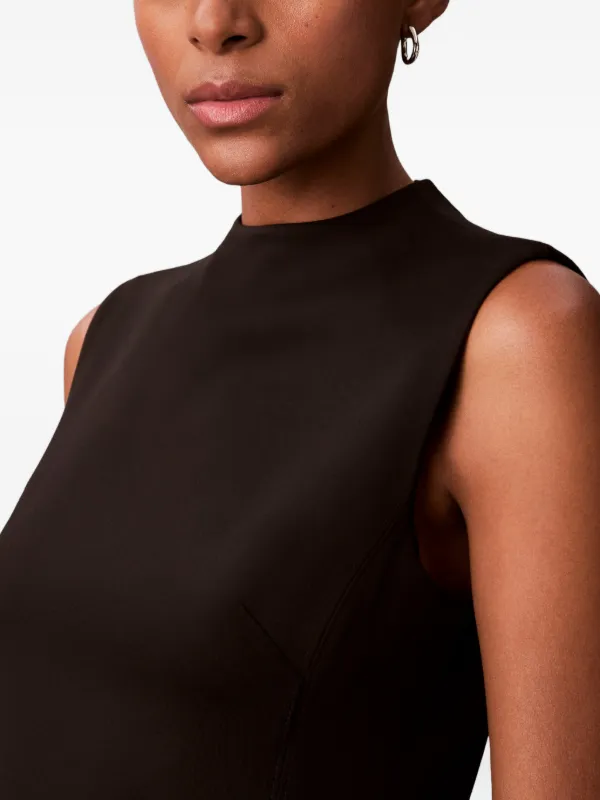 sleeveless mock neck midi dress Stretch Cotton Jersey Mock Neck Midi Dress in Mocha Brown