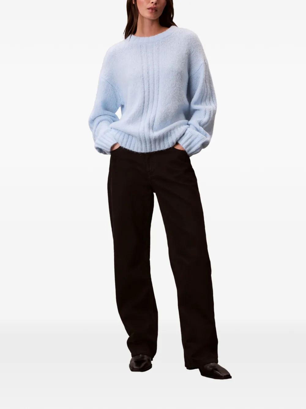  Calvin Klein Pull En Maille Nervurée - Bleu 
