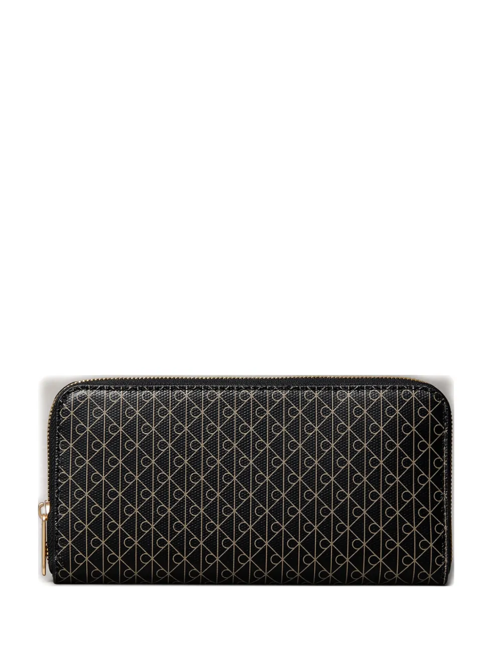 Calvin Klein Monogram-print Zip-around Wallet In Black