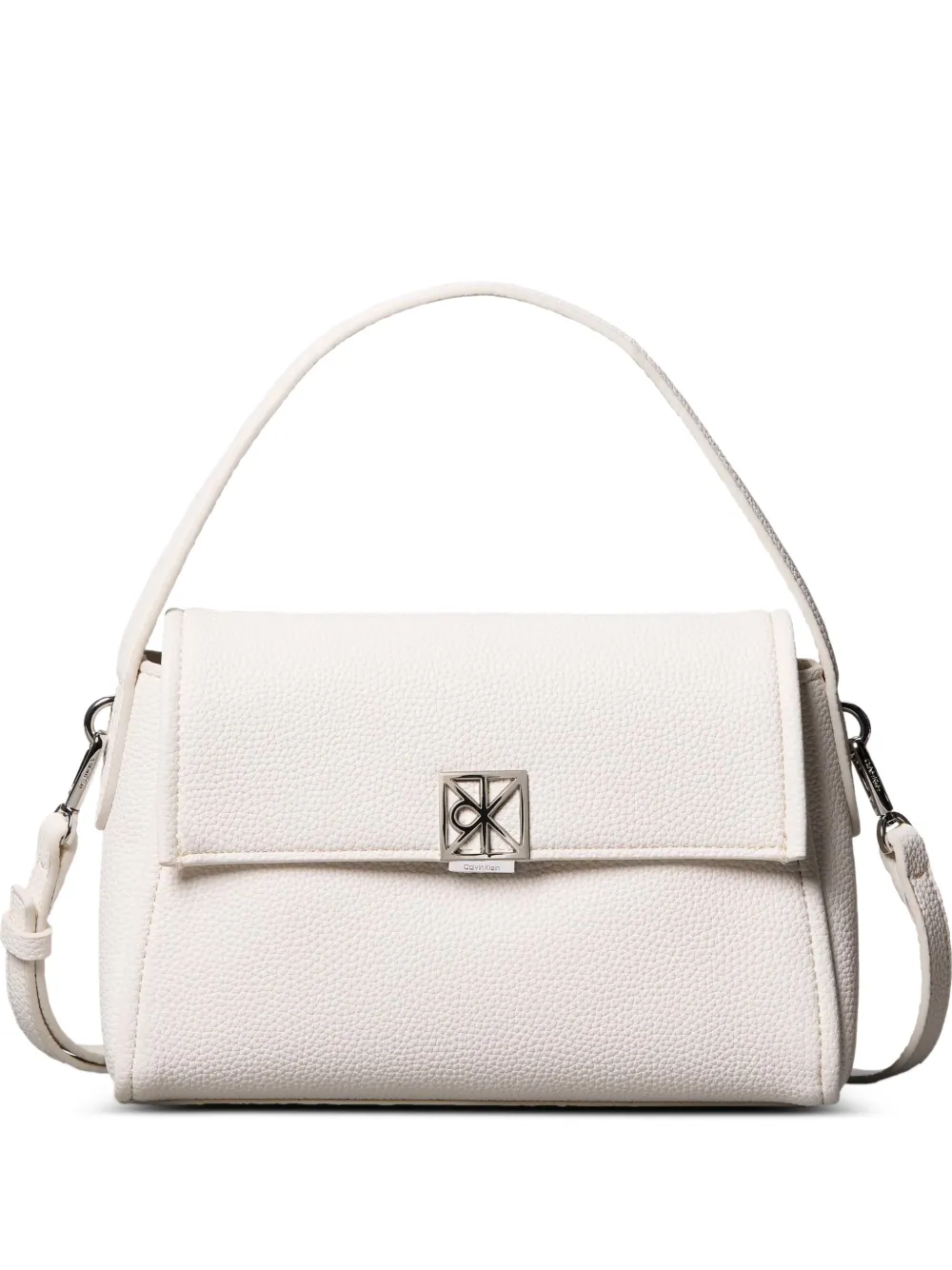 Calvin Klein logo-detail grained-texture shoulder bag - Bianco