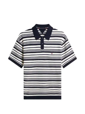Junya Watanabe MAN ストライプ ニットポロシャツ | ブルー | FARFETCH JP