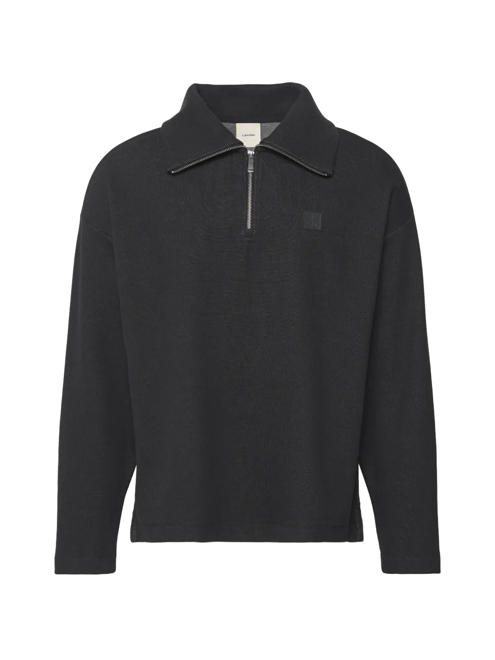 Calvin Klein quarter-zip logo-patch sweater - Nero