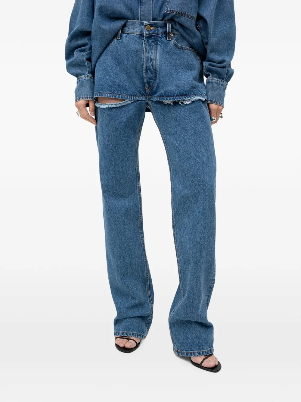 DARKPARK cut-out frayed-edge jeans - Blu
