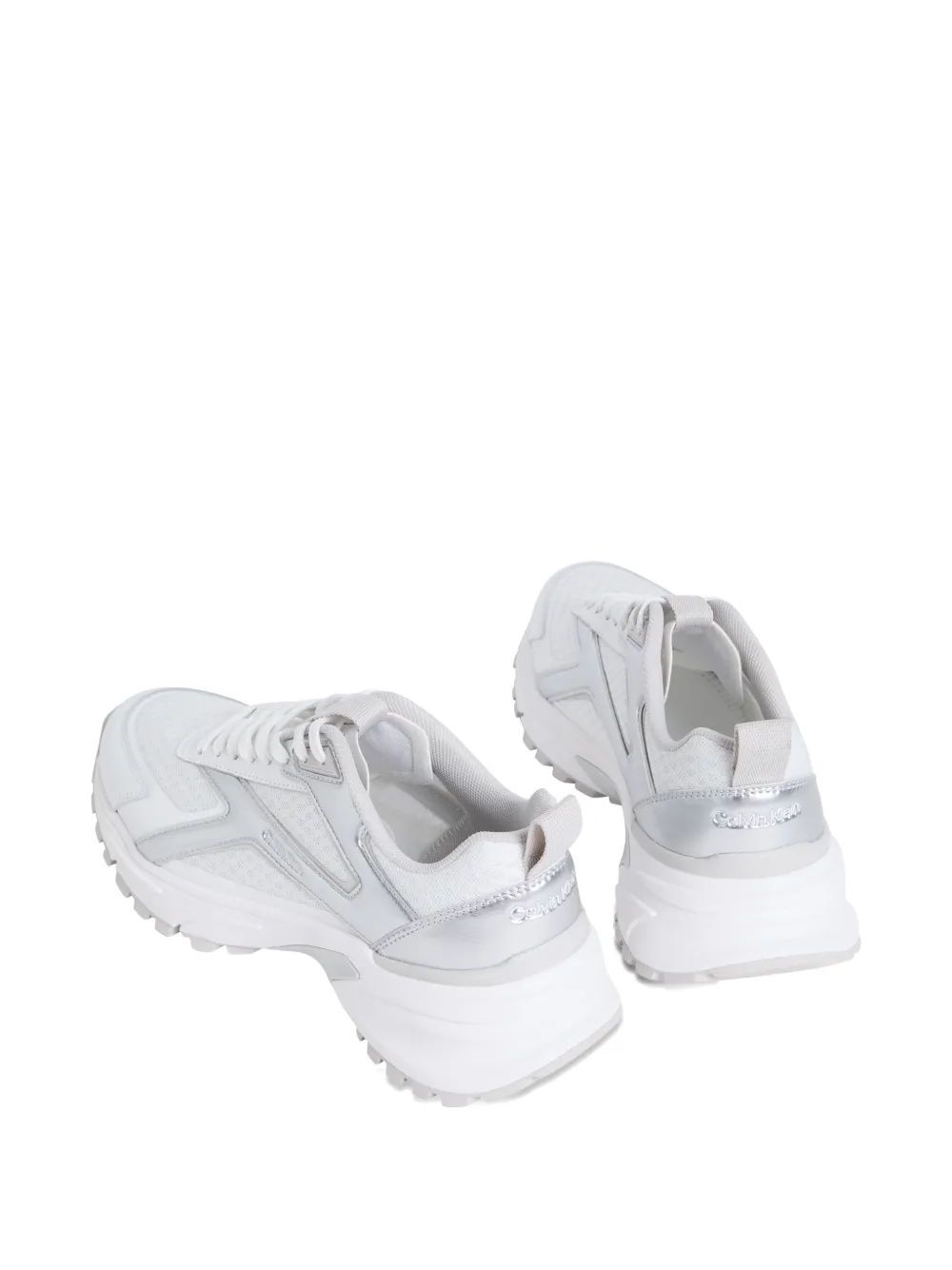 Calvin Klein panelled metallic-effect sneakers Wit