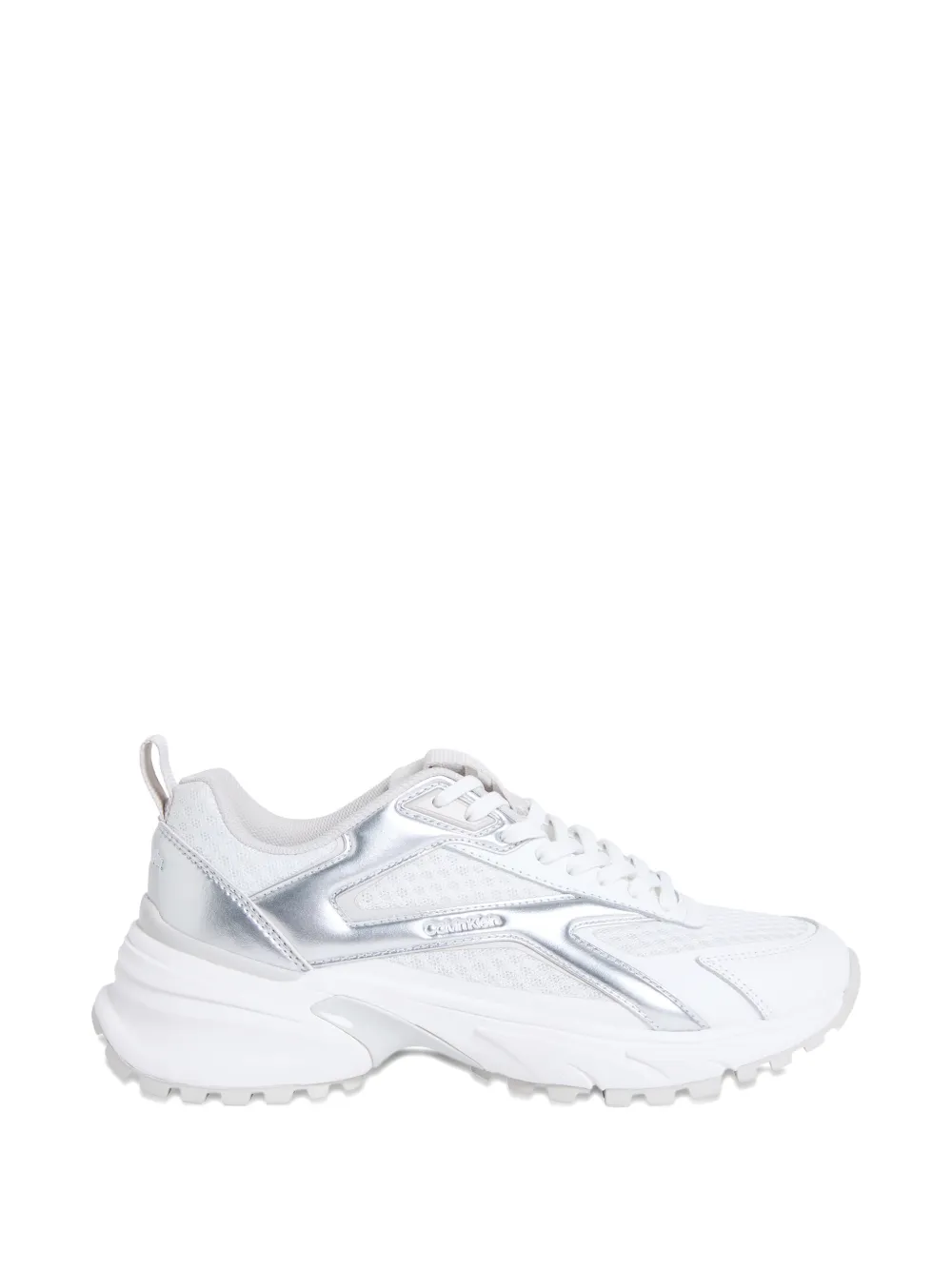 Calvin Klein Panelled Metallic-effect Sneakers In White