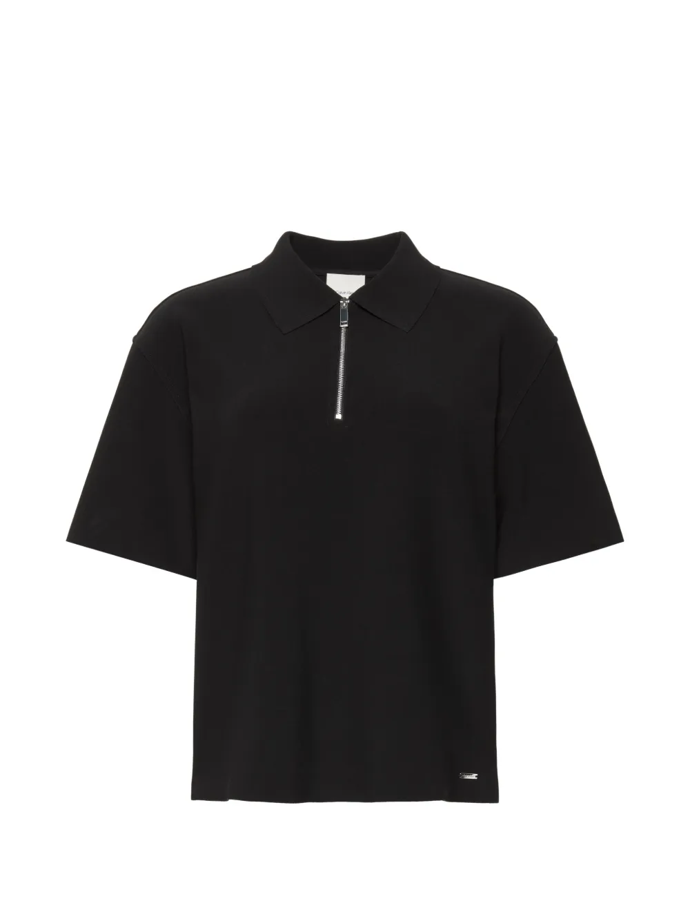 Calvin Klein zip-fastening polo-collar top - Schwarz