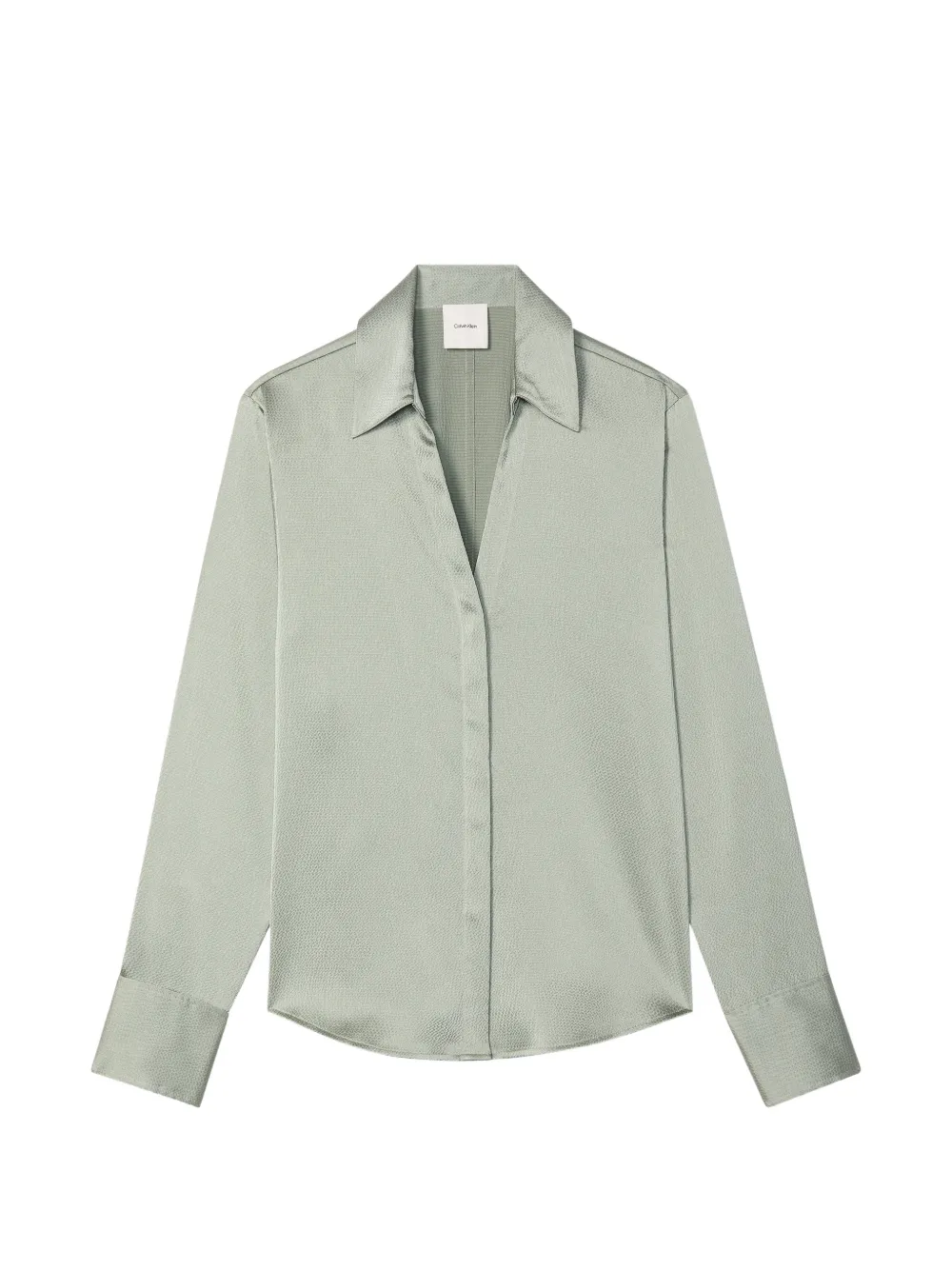 Calvin Klein hammered-satin V-neck blouse - Verde