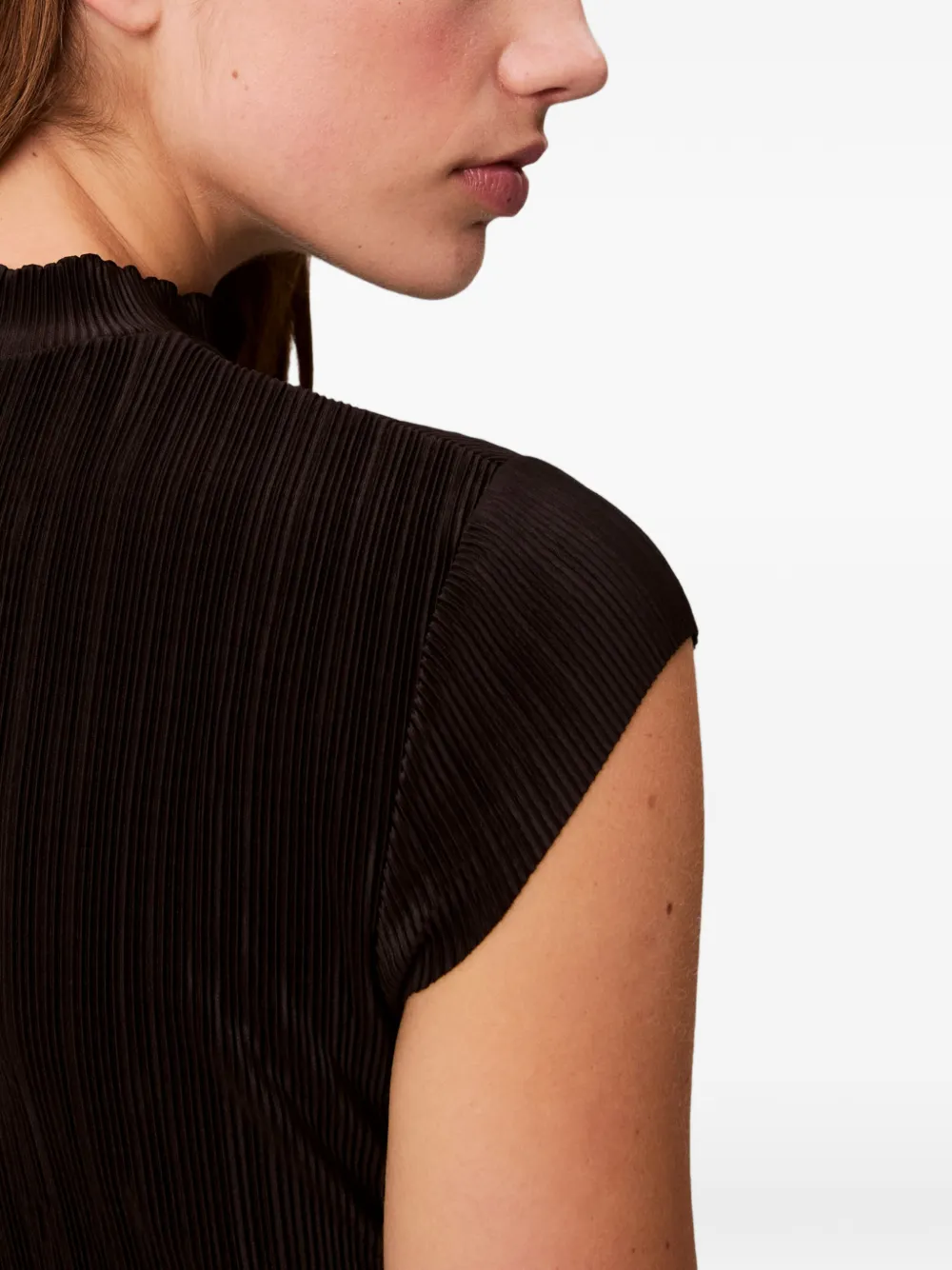 Calvin Klein Jurk met plissé-effect en kapmouwen Zwart