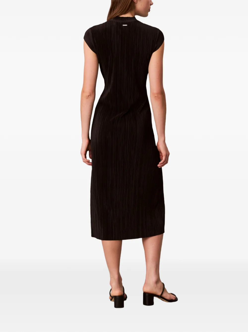 Calvin Klein Jurk met plissé-effect en kapmouwen Zwart