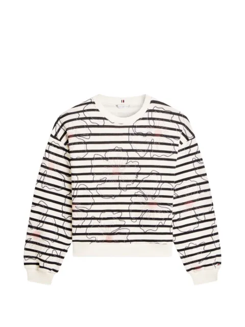 Tommy Hilfiger sudadera con bordado floral y motivo de rayas horizontales