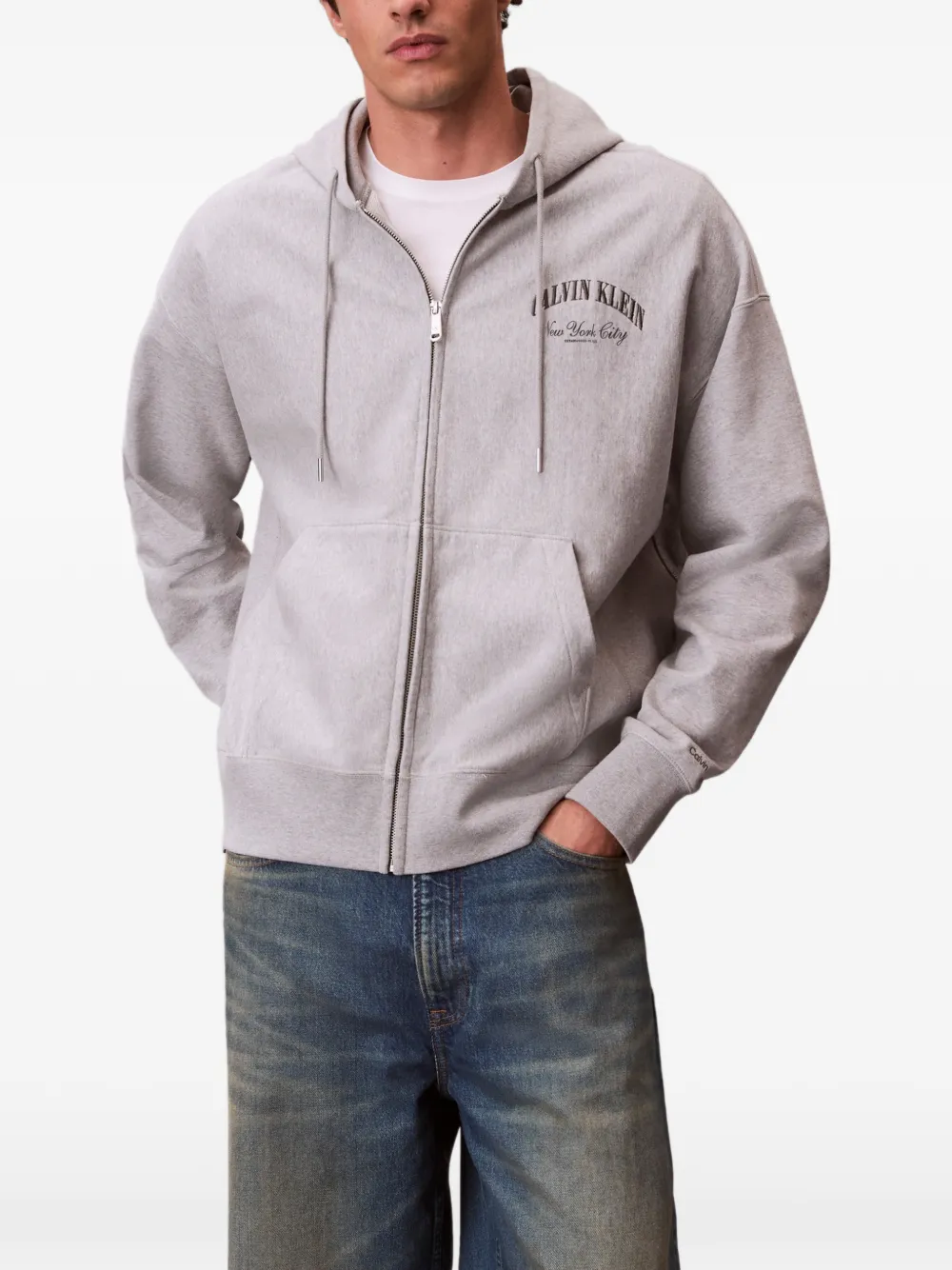 Calvin Klein Varisty hoodie met rits Grijs