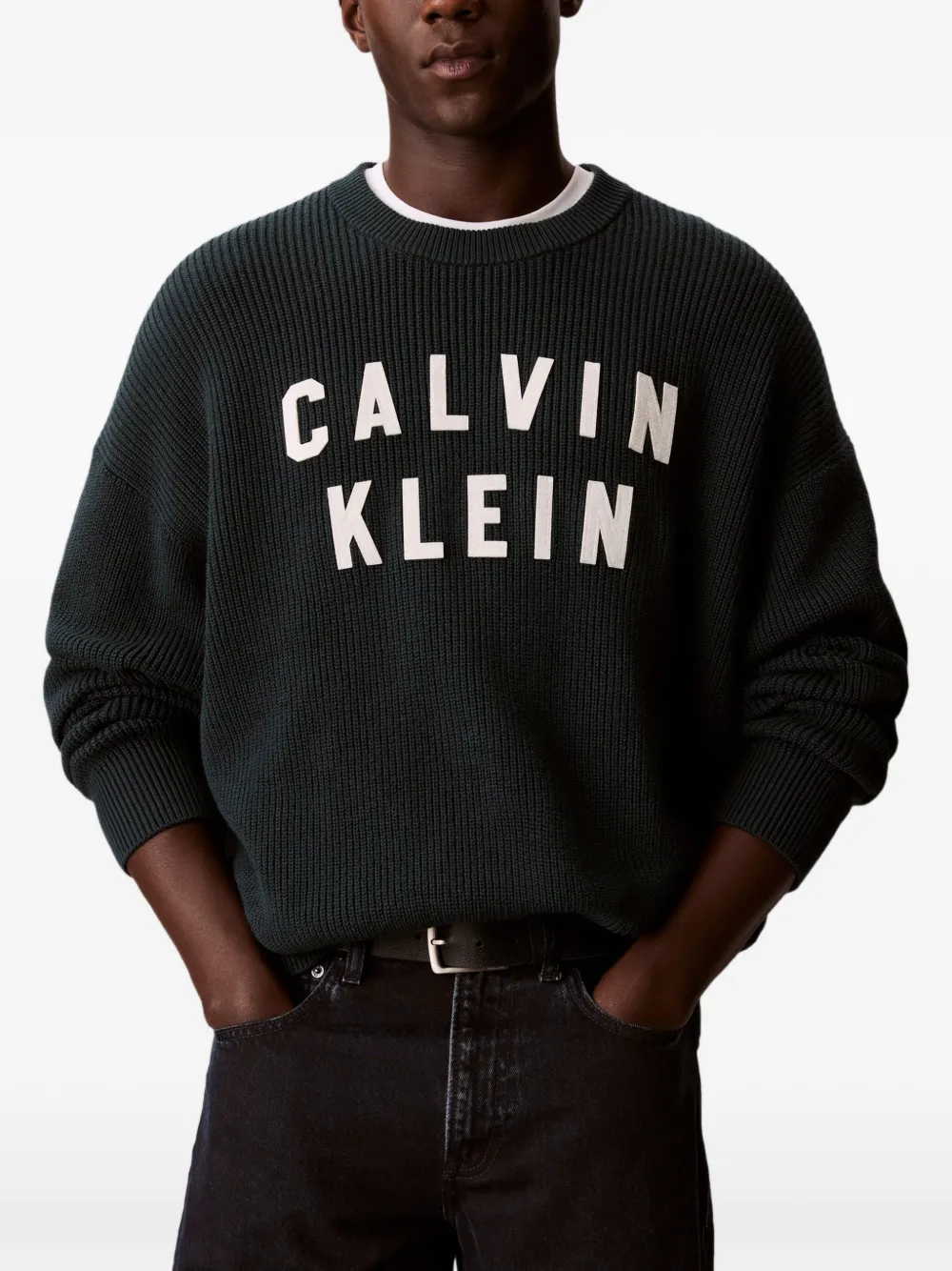  Calvin Klein Pull à Logo Varsity - Bleu 