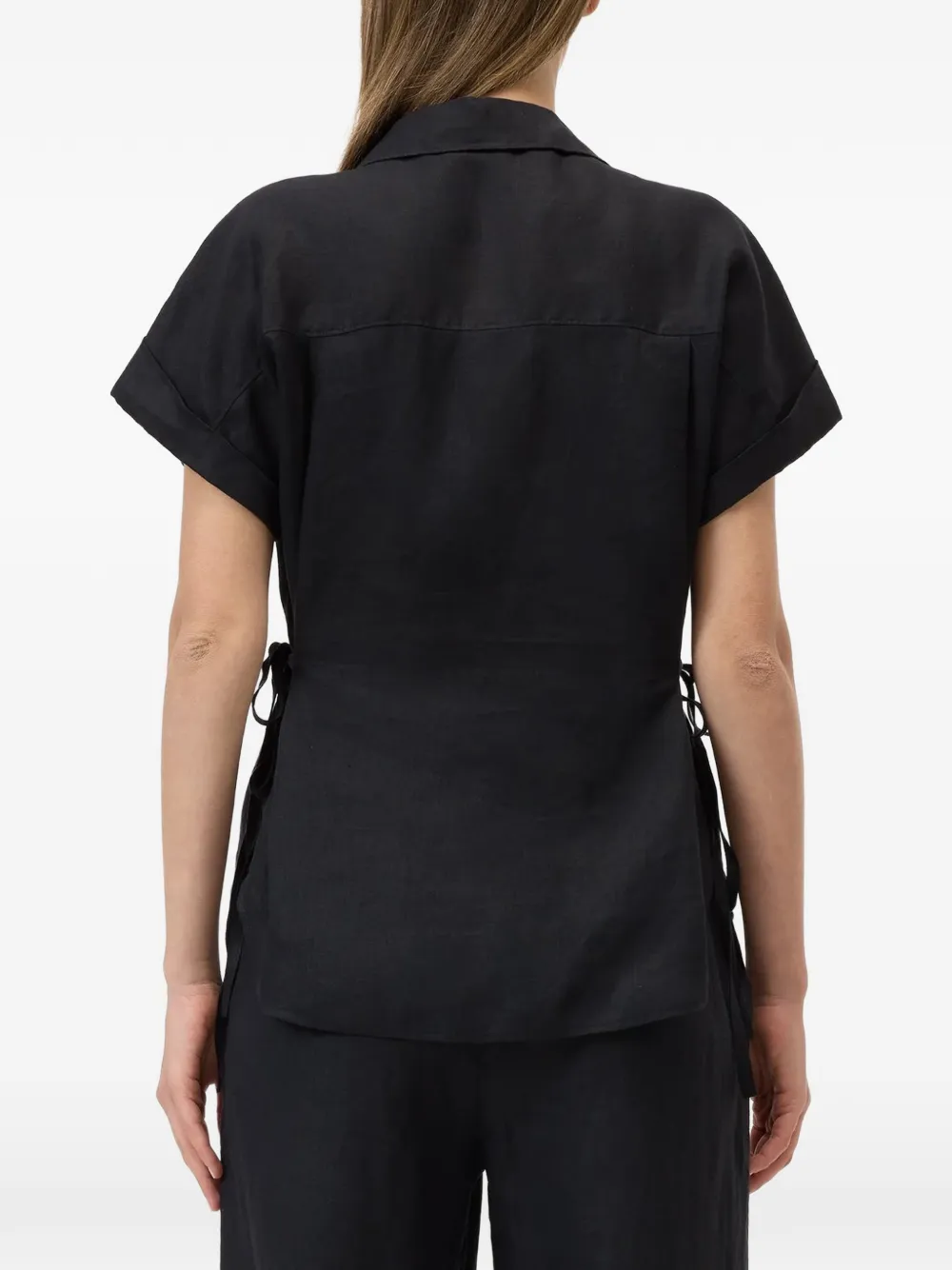 Closed Blouse met gestrikte taille Zwart