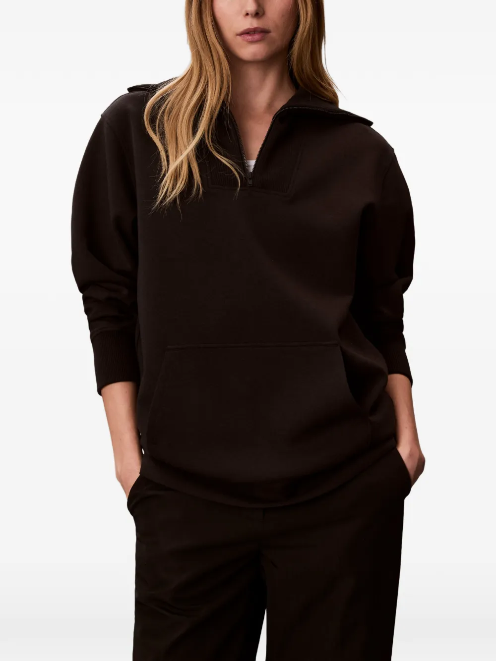 Calvin Klein Oversized sweater met rits Zwart