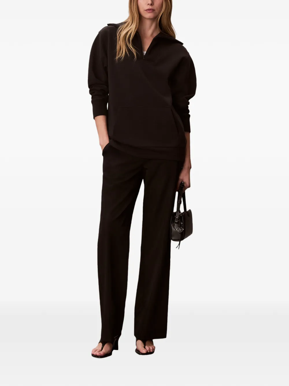 Calvin Klein Oversized sweater met rits Zwart