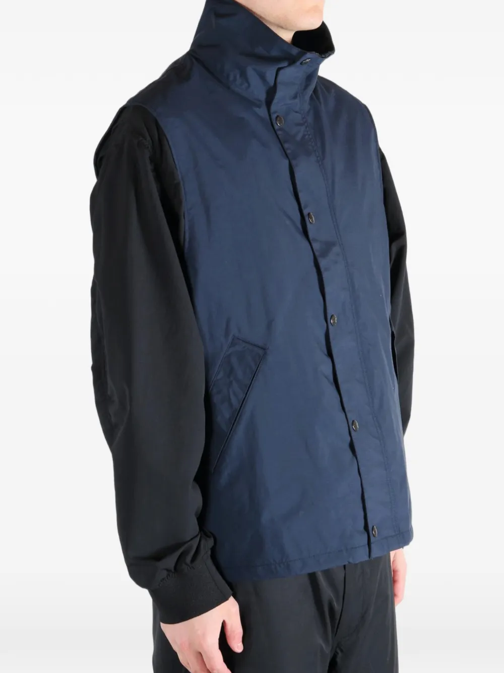 Nanamica Bodywarmer met hoge hals en drukknopen Blauw