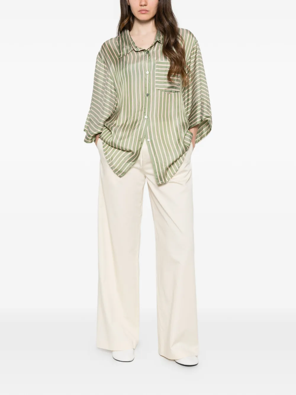 FRAME The Society broek met wijde pijpen Beige