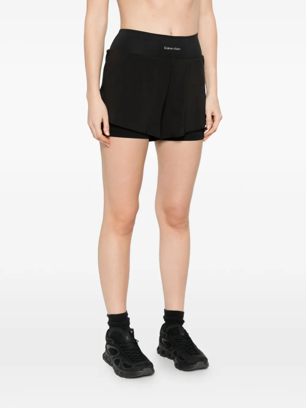 Calvin Klein Gelaagde shorts met logoprint Zwart