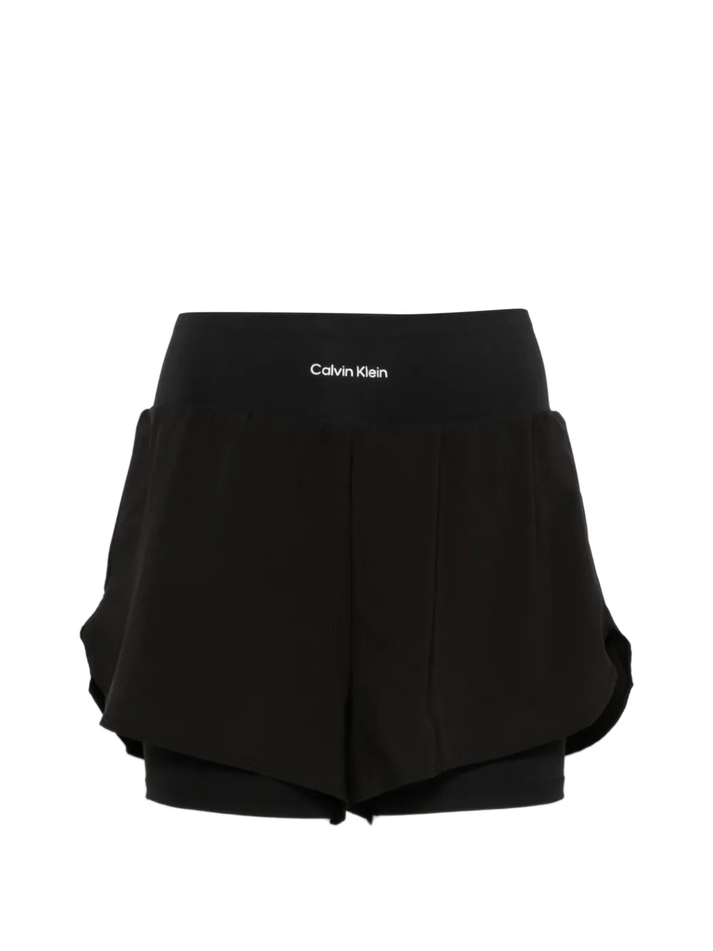 Calvin Klein logo-print layered shorts - Schwarz