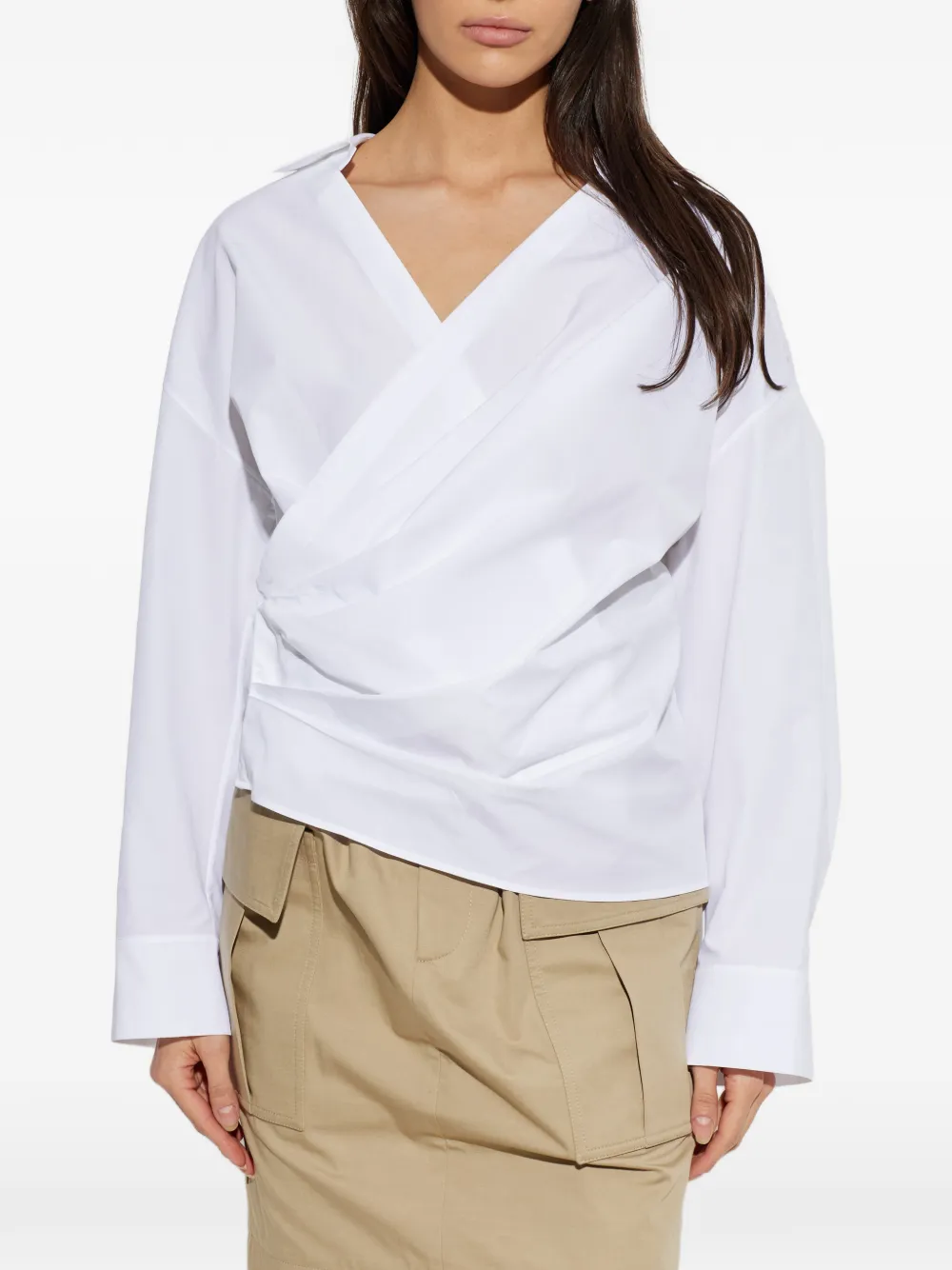 Balmain Katoenen wikkelblouse Wit