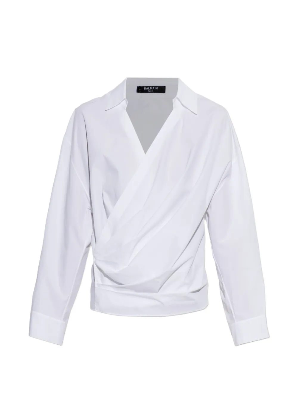 Balmain wrap-design cotton blouse - Bianco