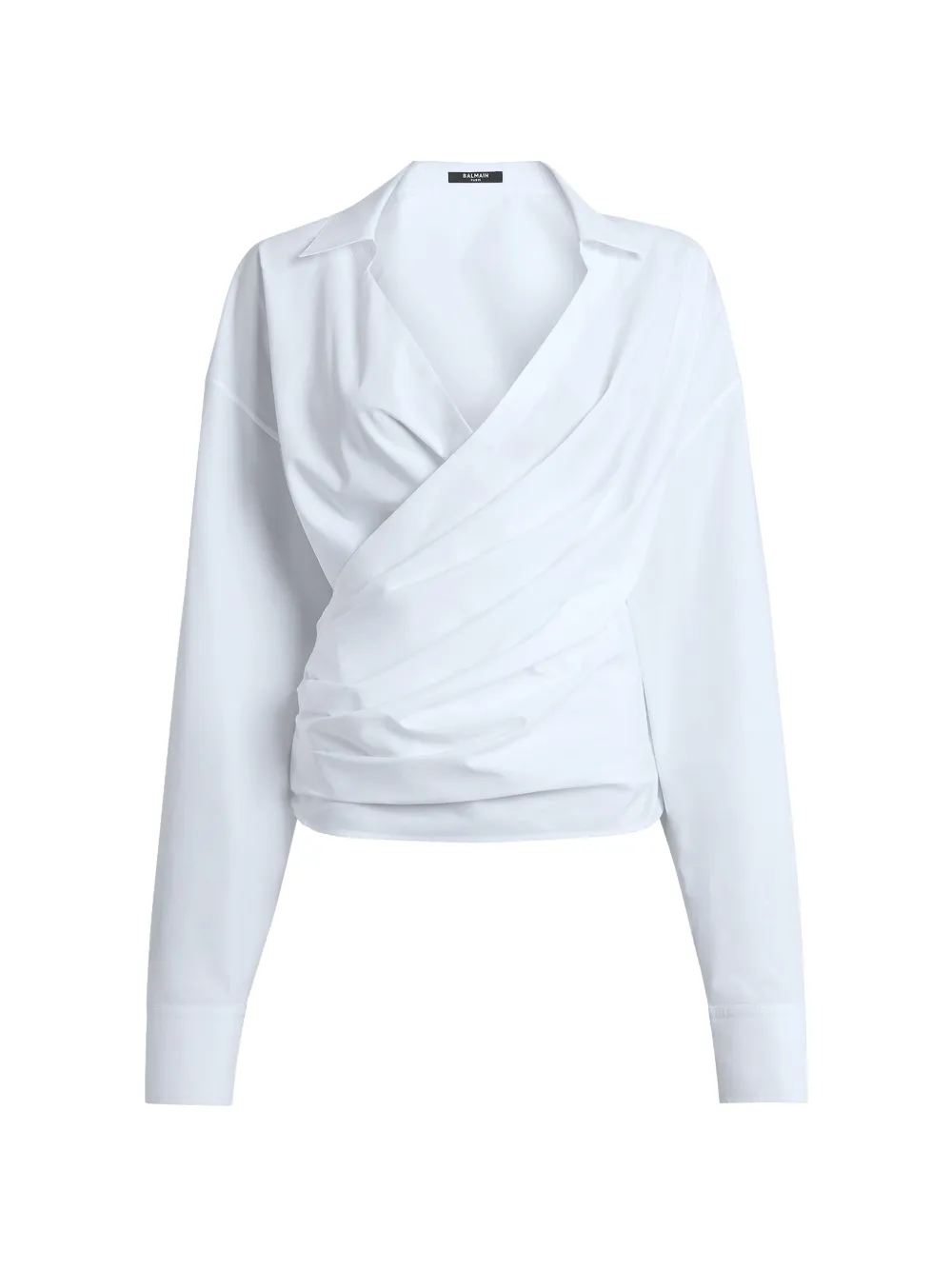 Balmain wrap-design cotton blouse