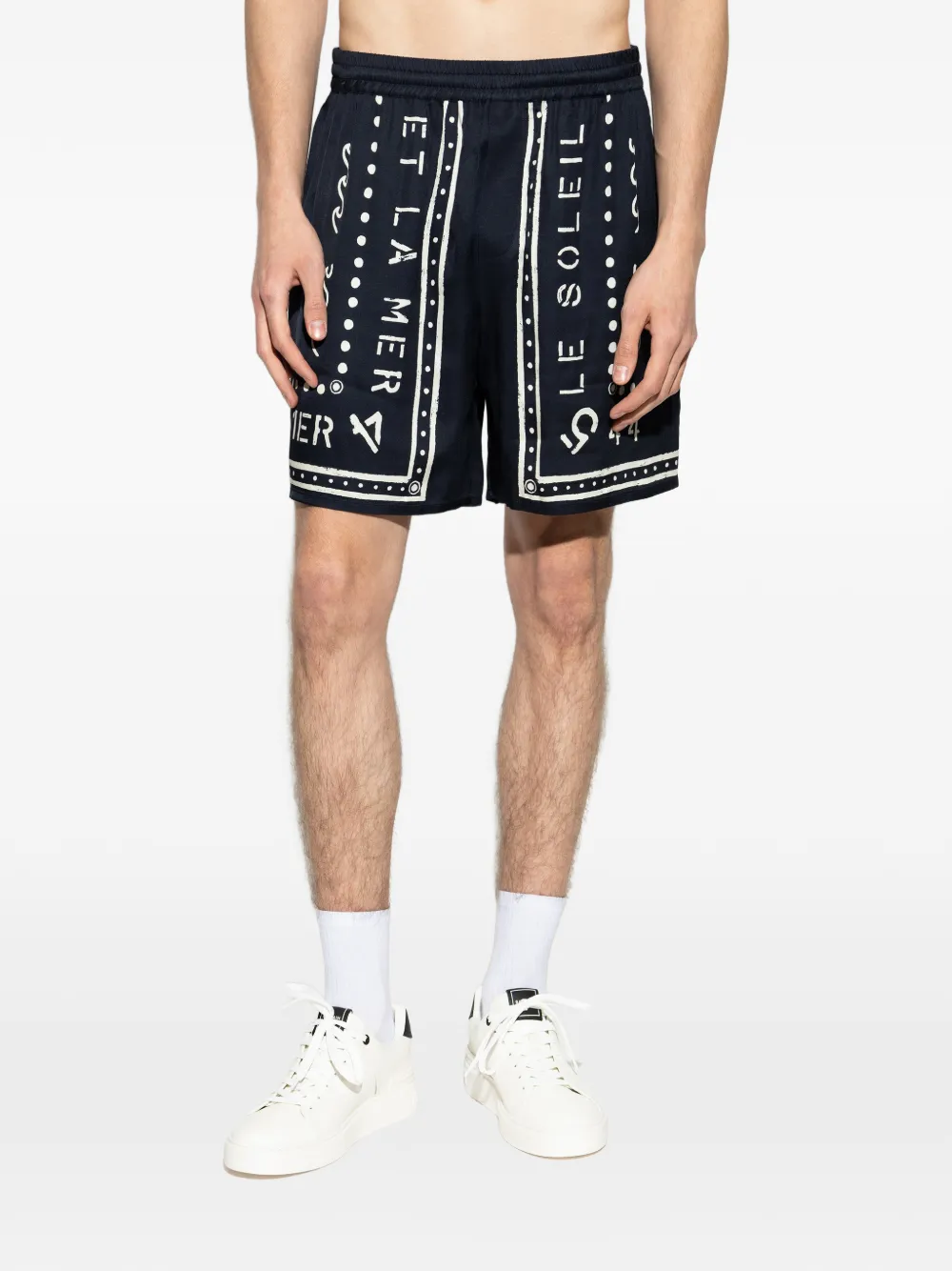 Balmain Shorts met grafische print Blauw