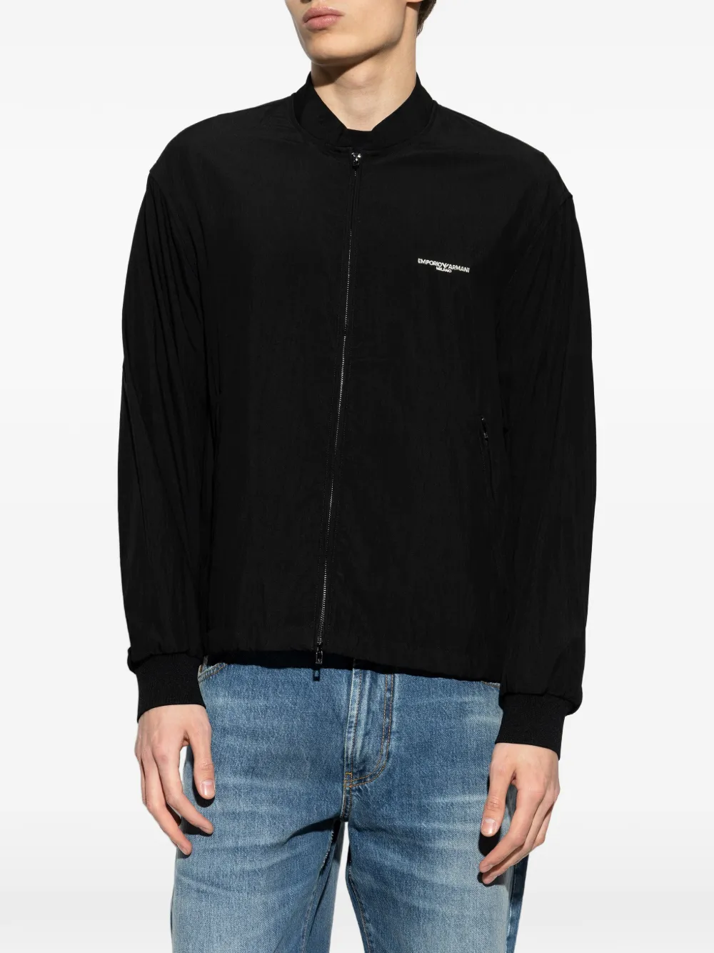 Emporio Armani Jack met geborduurd logo en rits Zwart