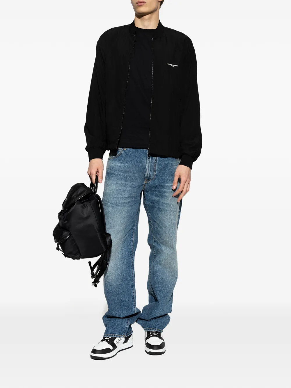 Emporio Armani Jack met geborduurd logo en rits Zwart